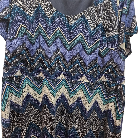 EUC IGIGI Adora Chevron Plus Size 22/24 Dress Blue Aqua Black Career Easter - Picture 5 of 5